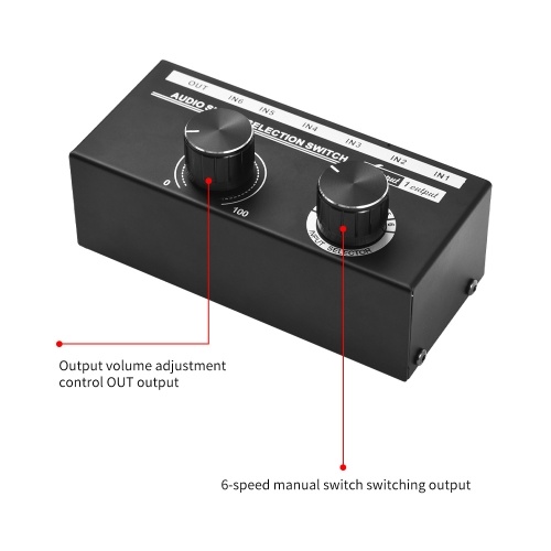 6-in-1-out Audio Signal Selector Switcher QH-06 6 Input & 1 Output Source Selection Switcher 
