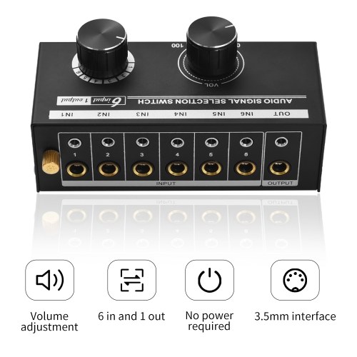 6-in-1-out Audio Signal Selector Switcher QH-06 6 Input & 1 Output Source Selection Switcher 