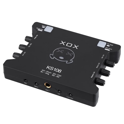 XOX KS108 USB Audio Interface Network Online Singing Device High-Definition Audio Mixer Sound Card