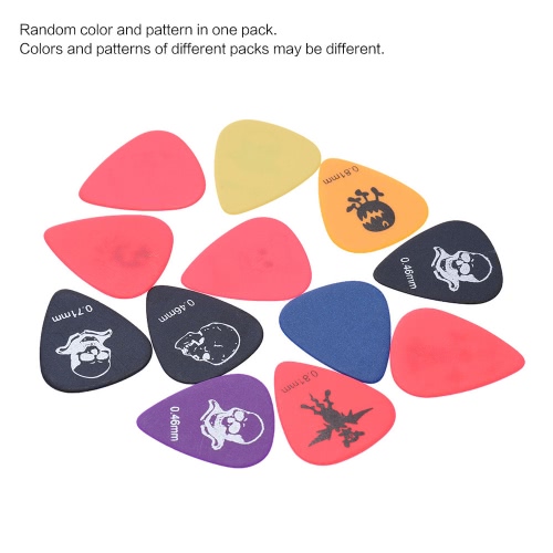 

Alice AP-12D 12pcs/pack Frosted Matte Celluloid Guitar Picks Plectrum Mix Gauges 0.46mm/0.71mm/0.81mm w/ Monster Pattern (Random Color)