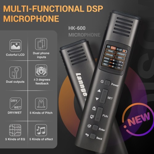 

Lannge HK-600 Multi-Functional DSP Microphone Unidirectional Mic