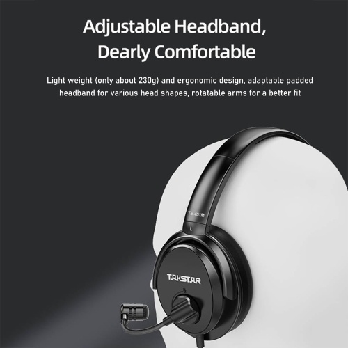 

TAKSTAR TS-451M USB Headset with Microphone Wired Headphone Convenient Control with Mute for PC Laptop Smartphone Suitable for Live Streaming Online Chatting