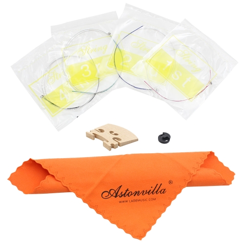 Violino 4 in 1 Set di stringhe e gomma Mute/acero 4/4 ponte/pulizia panno accessori parti sostituire strumento