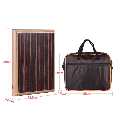 ammoon Compact Travel Box Drum Cajon Flat Hand Drum Percussion Instrument with Adjustable Strings Carrying Bag 