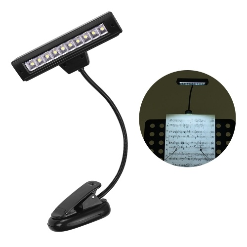 Clip On Music Stand Lights 10 LED Protezione degli occhi Lampada da lettura Collo regolabile USB Lampada da tavolo Accessori professionali per strumenti musicali