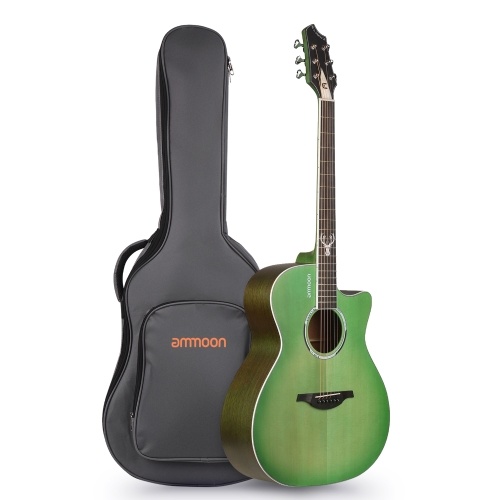 ammoon GT-12 41-Zoll-Cutaway-Akustik-Folk-Gitarrenset mit Gigbag / Capo / 4-teiliger Picks / Reinigungstuch / Tuner / Saitenwickler / Minischlüssel / Ersatzsaiten / Gitarrengurt