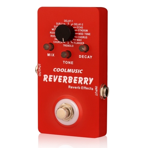 COOLMUSIC A-RV02 Pedal de Efecto de Reverberación Digital para Bajo de Guitarra Eléctrica