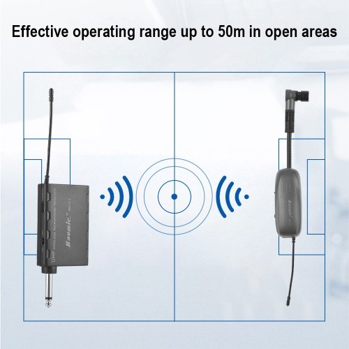 Baomic BM-12/V2 Professional UHF Wireless Instrument Microphone System Receiver & Transmitter 