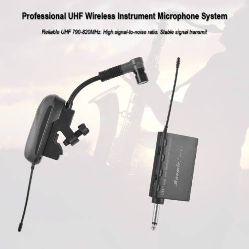 Baomic BM-12/V2 Professional UHF Wireless Instrument Microphone System Receiver & Transmitter 