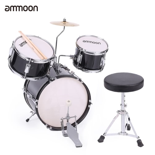 ammoon 3-Piece Kids Children Junior Drum Set Drums Kit Percussion Musical Instrument with Cymbal Drumsticks Adjustable Stool