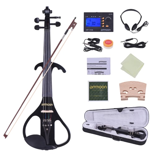 ammoon Full Size 4/4 Solid Wood Electric Silent Violin