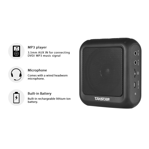 

TAKSTAR E270 Portable Voice Amplifier Amp BT Speaker 12W Built-in Rechargeable Battery with Microphone for Teaching Tour Guiding Training Market Promotion