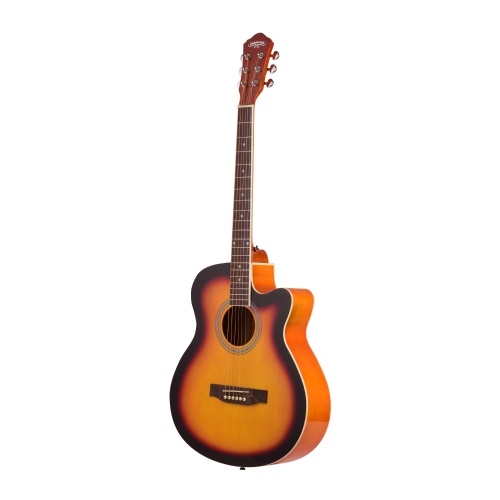 

40inch Cutaway Acoustic Folk Guitar 6 Strings Basswood with Strap Gig Bag Capo Picks