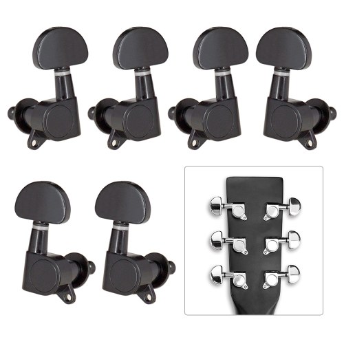 6pcs (3L3R) Pegs de afinação de violão fechado Sintonizadores de cordas Cabeças de máquinas Teclas de afinação para guitarra acústica / elétrica Folk