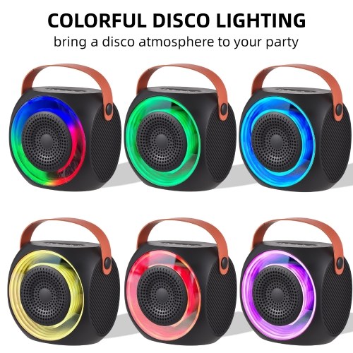 L2 Mini Karaoke Machine Wireless Microphone and Speaker Set with 2 Microphone LED Color Light 