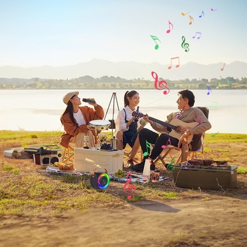 L2 Mini Karaoke Machine Wireless Microphone and Speaker Set with 2 Microphone LED Color Light 