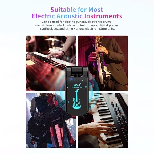 WS-4 2.4G Wireless Guitar System with Rechargeable Transmitter and Receiver 