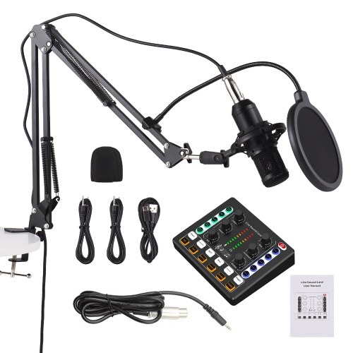 

M8 Podcast Equipment Bundle: All-in-One Condenser Mic with Live Sound Card Kit