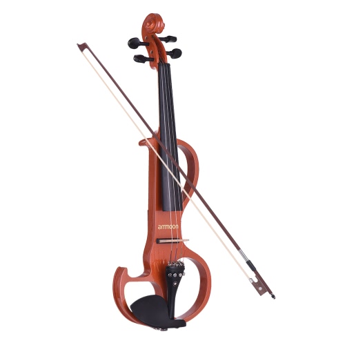 

ammoon Full Size 4/4 Solid Wood Electric Silent Violin Fiddle Style-3 Ebony Fingerboard Pegs Chin Rest Tailpiece with Bow Hard Case Tuner Headphones Rosin Extra Strings & Bridge
