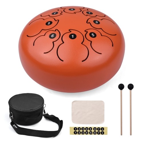 

8 inch 8 Tone Steel Tongue Drum F Key Percussion Instrument Hand Pan Drum