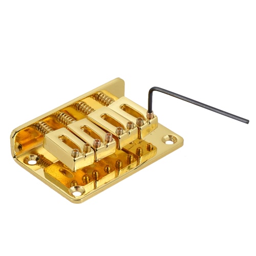 

4 String Fixed Hard-tail Tailpiece Bridge Set for Electric Ukelele Golden