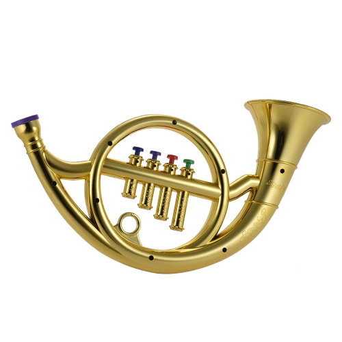 Musikinstrument Spielzeug Französisch Horn mit 4 farbigen Tasten Musikalisches Geschenk für Kinder Kinder