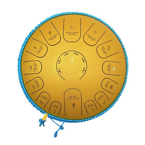

14 inch 15-Tone Carbon Steel Tongue Drum Mini Hand Pan Drums with Drumsticks Percussion Musical Instruments