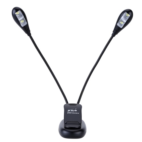 ENO Albero Regolabile Flexible Mini Clip On 4 LED 2 Lampada della Luce Bracci per Stand Musica