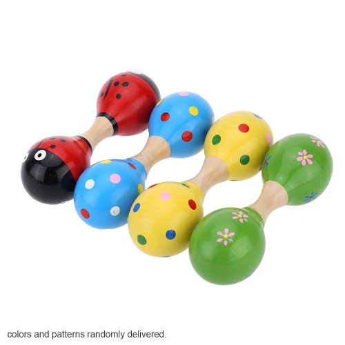 Colorful Wooden Rattle shaker Maraca Sound Musical Instrument Toy Gift for KTV Party Kids Baby