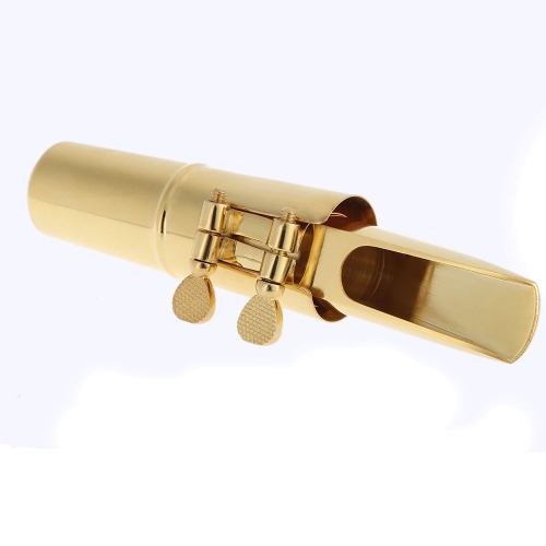 Jazz Alto Sax Saxophone 5C Mouthpiece Metal with Cap Buckle Gold Plating
