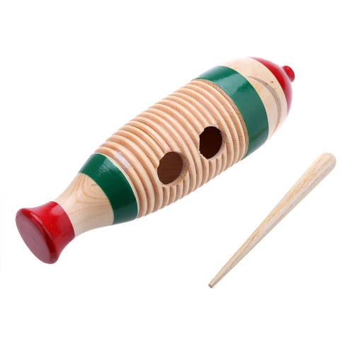 Instrumento de percusión del juguete musical de los niños coloridos del cabrito de Guiro en forma de pez de madera