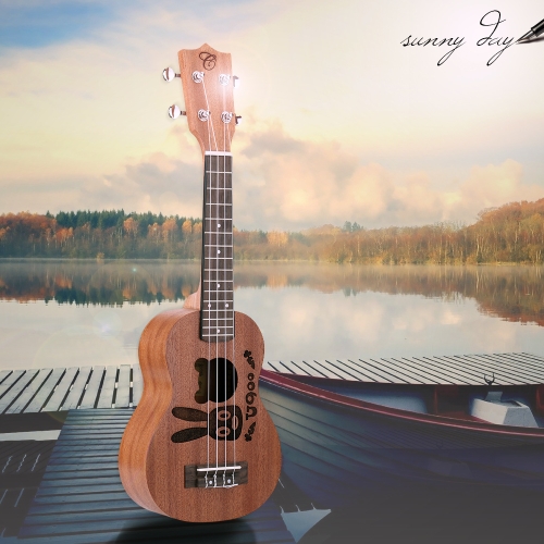 21” Mini Ukulele Sapele Top Rosewood Fretboard Stringed Musical Instrument 4 Strings