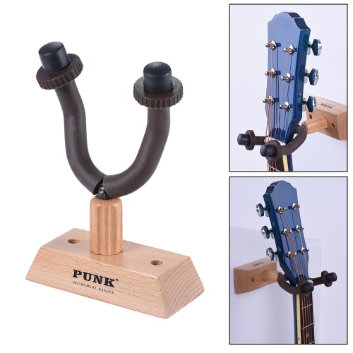 

Wall Mount Guitar Hanger Hook Holder Keeper Wooden Base for Electric Acoustic Guitars Bass Ukulele String Instrument