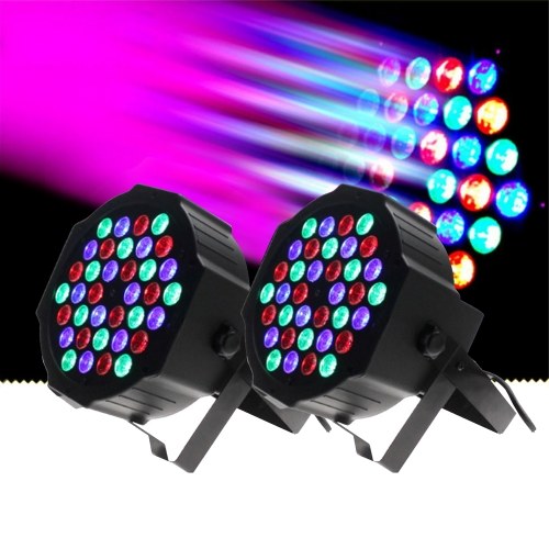 

LED Stage Light Lamp RGB PAR Lights 36pcs LEDs 36W Sound-activated Auto DMX512 Disco Light for DJ Party Wedding Club Pub KTV, Pack of 2 Lights