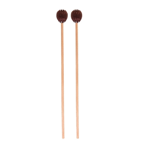 1 Pair Marimba Mallets Medium Hard with Yarn Head Beech Wood Handle