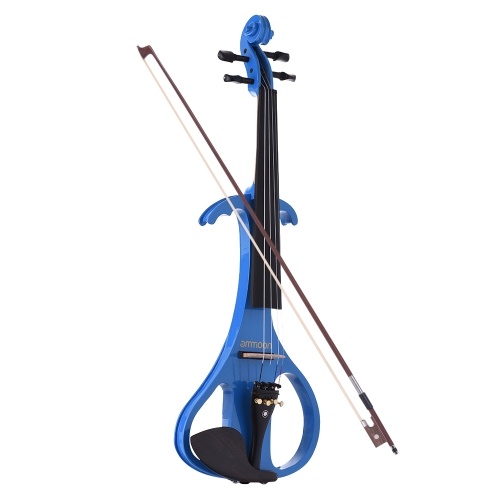 

ammoon VE-209 Full Size 4/4 Solid Wood Silent Electric Violin Fiddle Maple Body Ebony Fingerboard Pegs Chin Rest Tailpiece with Bow Hard Case Tuner Headphone Rosin Audio Cable Extra Strings Black