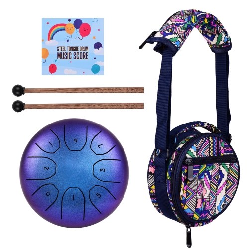 

Muslady Steel Tongue Drum 5.5 Inches 8 Notes C Key Tank Drum Percussion Instrument with Drumsticks Carry Bag for Adults Children Music Beginners