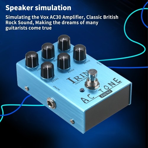 IRIN Mini Guitar Effect Pedal VOX AC30 Speaker Simulator Cabinet Simulator Guitar Effector Pedal - California Sound (Light Blue) 