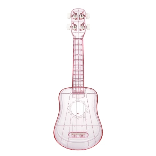 Ukulele transparente de 21 polegadas para alunos adultos iniciantes Moldagem integrada Instrumento de Ukelele com cordas de carbono portáteis Presentes musicais, com cordas sobressalentes / pano de limpeza / palheta