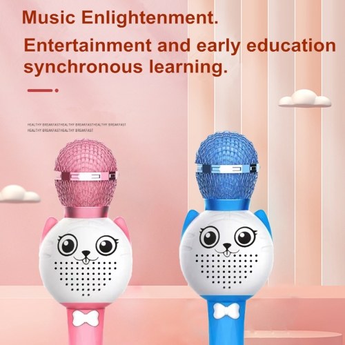 

Mini Cute Microphone Karaoke Handheld Cordless BT Mic Rechargeable Microphone with Voice Effects Children Gift