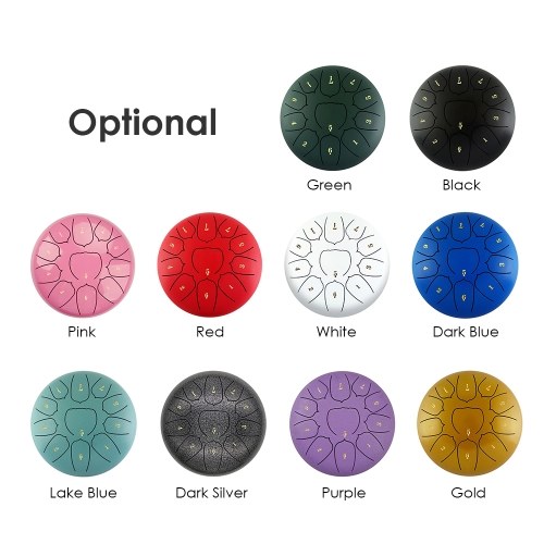 6 Inch Steel Tongue Drum 11 Notes Handpan Drum with Drum Mallet Finger Picks 