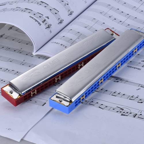 

QIMEI QM24A-15 24 Holes Harmonica Tremolo Mouth Organ Key of C with Box for Beginner Student Red