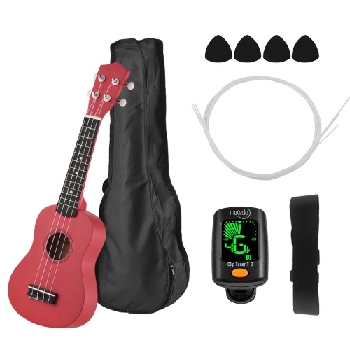 

21 Inch Colored Acoustic Soprano Ukulele Ukelele Uke Kit Basswood with Carry Bag Uke Strap Strings Picks Tuner