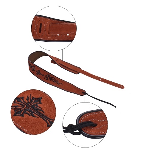 Super-Wide Ajustável Correia de Ombro de Guitarra Cinto De Couro Sintético Superfície Fosco para Folk Acústico Clássico Guitarras Elétricas Baixo