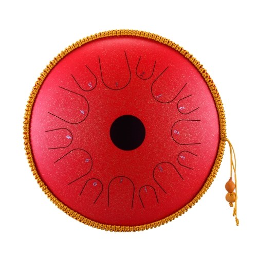 Tamburo per padella a percussione manuale a tono in tono C in lega di 14 pollici 14 note con bacchette in ebano