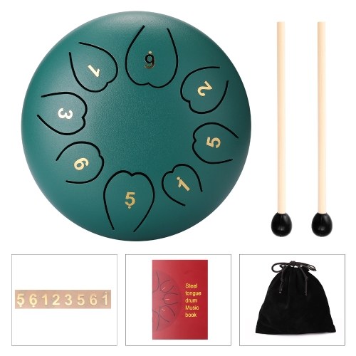 

6 inch 8 Tone Steel Tongue Drum Mini Hand Pan Drums with Drumsticks Percussion Musical Instruments