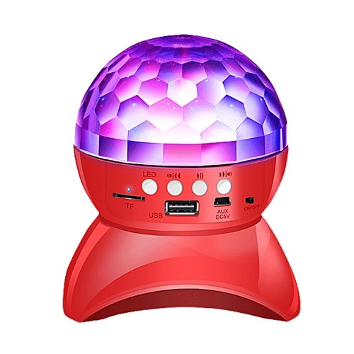 

muslady Wireless BT Music Speaker Colorful LED Crystal Rotating Ball Light