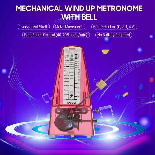 

Transparent Mechanical Metronome with Bell Universal Wind up Metronome