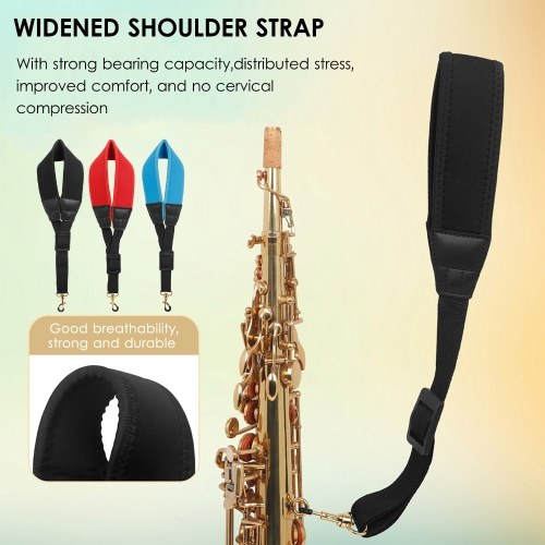Adjustable Saxophone Neck Strap Nylon Sax Strap Metal Hook for Tenor/ Soprano/ Alto Saxophones Clarinet