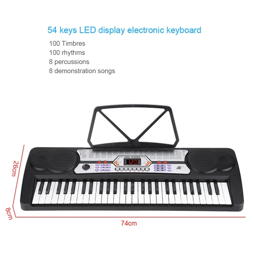 

54 ключи светодиодный дисплей цифровой электронной музыки клавиатуры электрическое фортепиано орган с ноты держатель микрофона